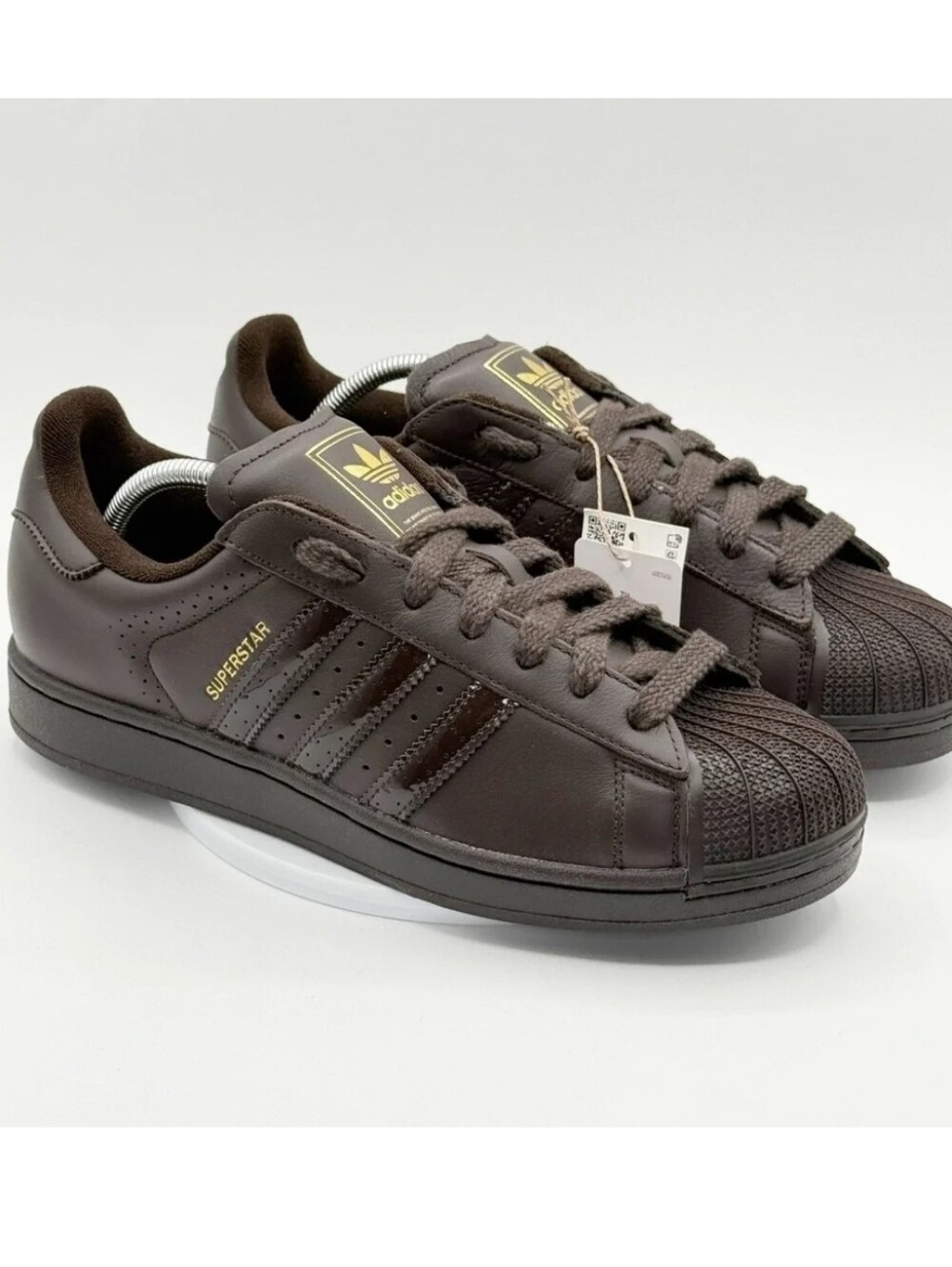 Adidas Superstar Men's Leather Sneakers in Dark Brown 10.5
